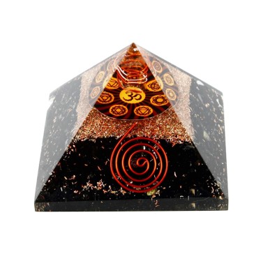 Tourmaline Noire Pyramides Orgonite Spirale Om 7.5 cm