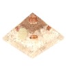 Cristal de Roche Pyramides Orgonite Fleur de Vie 7.5 cm avec 5 Petites Pointes de Cristal de Roche