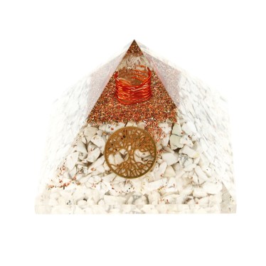 Howlite Pyramides Orgonite Arbre de Vie 7.5 cm