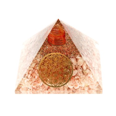Pierre du Soleil Pyramides Orgonite Fleur de Vie 7.5 cm
