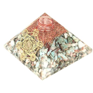 Larimar Pyramide Orgonite Metatron 7.5 cm