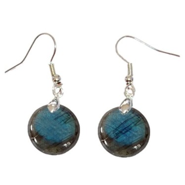 Boucles d\'Oreilles en Labradorite Rond
