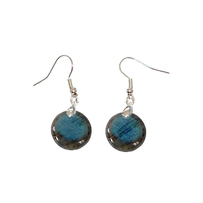 Boucles d\'Oreilles en Labradorite Rond