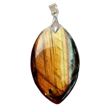 Pendentifs Labradorite Noire Reflets Arc-en-Ciel Marquise