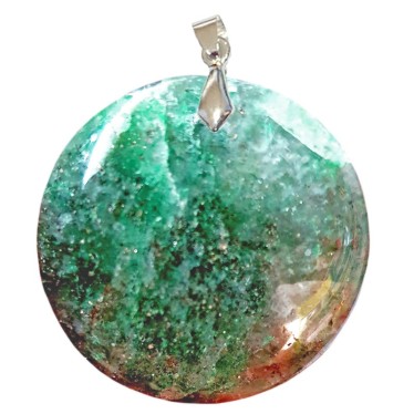 Pendentifs Fuschite avec Inclusions de Marcassite Rond
